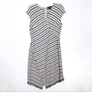 EUC St. John Tweed asymmetric fringe hem dress